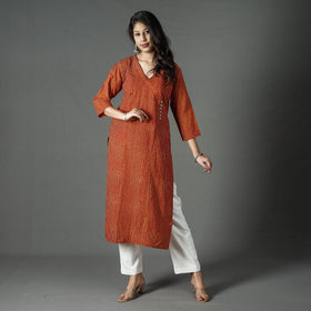 Buy Pipad Block Printed Cotton Long Kurta Online at iTokri.com