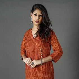 Buy Pipad Block Printed Cotton Long Kurta Online at iTokri.com