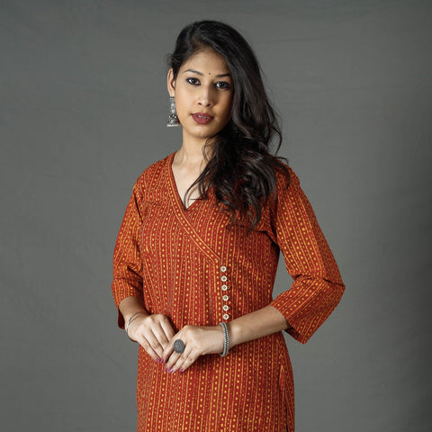 Buy Pipad Block Printed Cotton Long Kurta Online at iTokri.com