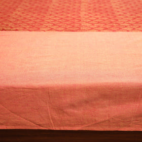 Plain Cotton Double Bed Cover with Block Print Patchwork