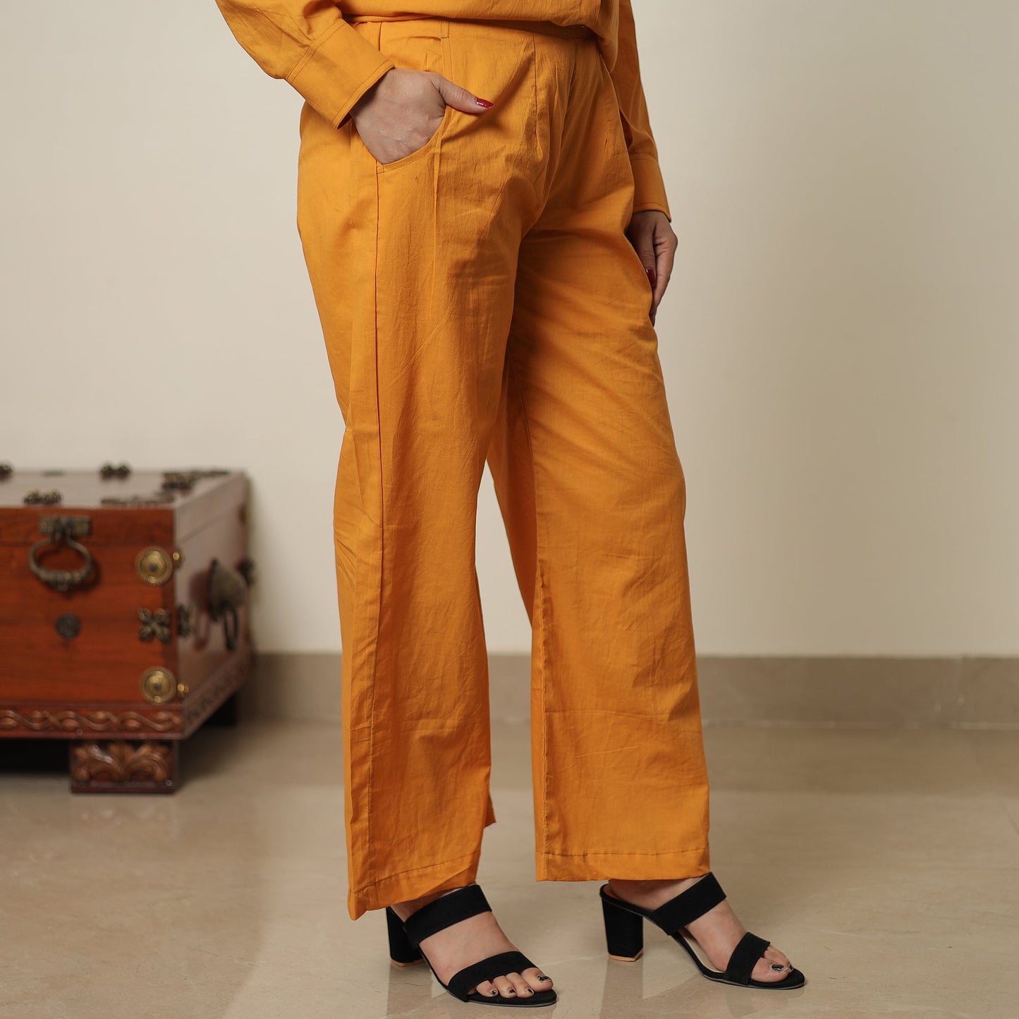 Orange - plain dyed cotton co-ord set 03 - handcrafted