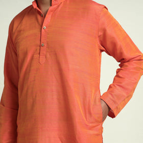 Buy Plain Dyed Slub Silk Men Long Kurta Online at iTokri.com