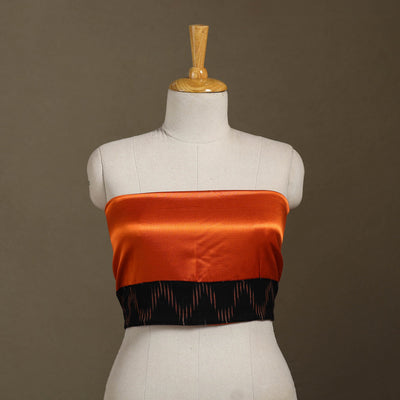 Orange Plain Mashru Silk Blouse Piece 