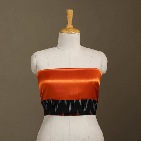 Orange Plain Mashru Silk Blouse Piece 