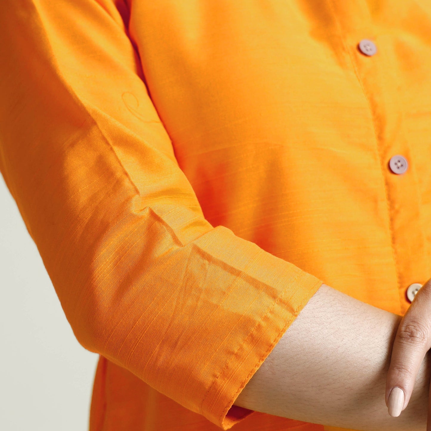  Orange Plain Silk Long Kurta for Women