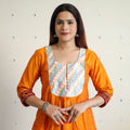  Plain Slub Silk Long A-Line Kurta with Ikat Patchwork 41 