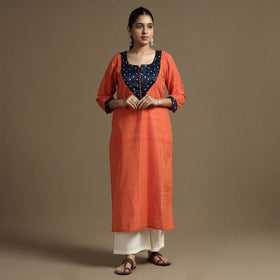  Plain Solid Slub Silk Kutch Modal Patchwork Kurta 