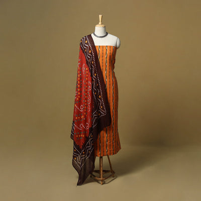 Pochampally dabi ikat cotton 2pc unstitched dress material