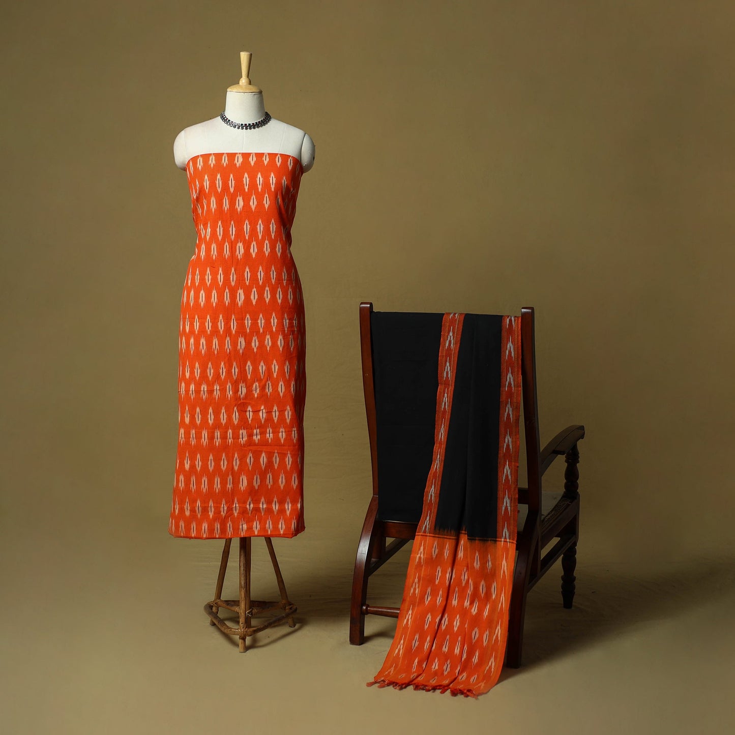Pochampally ikat 3pc cotton unstitched dress material 41