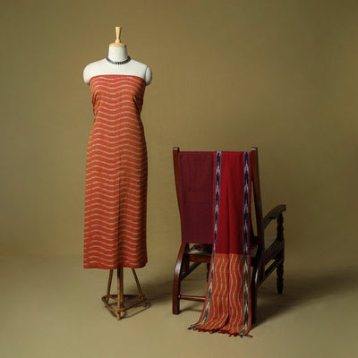 Pochampally ikat 3pc cotton unstitched dress material 43