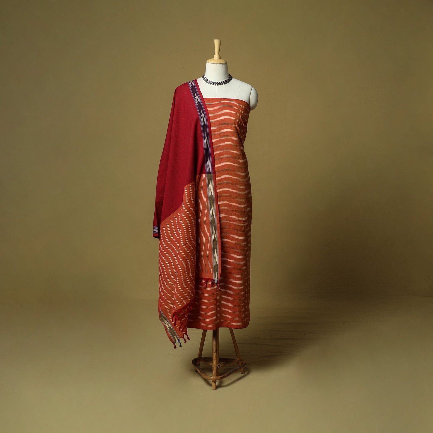 Pochampally ikat 3pc cotton unstitched dress material 43