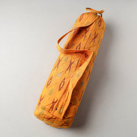 Orange Pochampally Ikat Cotton Quilted Yoga Mat Bag 