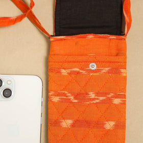 Orange Pochampally Ikat Cotton Sling Mobile Pouch