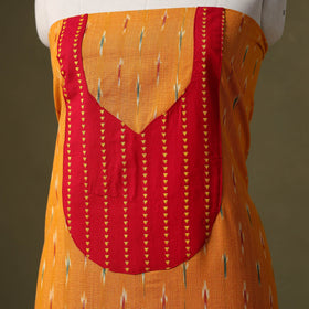 Orange - pochampally ikat cotton unstitched kurta material