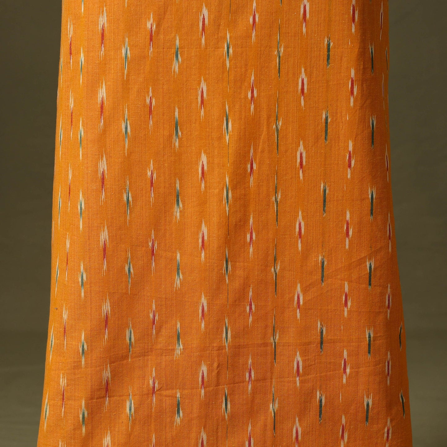 Orange - pochampally ikat cotton unstitched kurta material