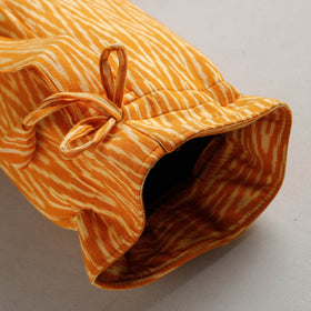 Orange Pochampally Ikat Cotton Yoga Mat Bag 