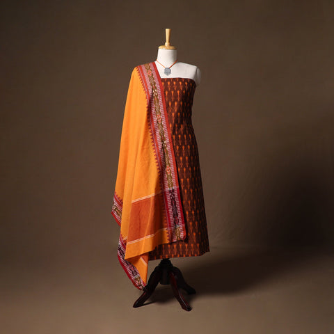 Pochampally ikat mercerised cotton 2pc unstitched dress