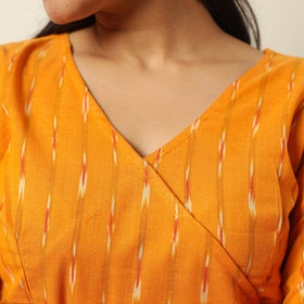 Orange - pochampally ikat weave cotton dress with belt 18