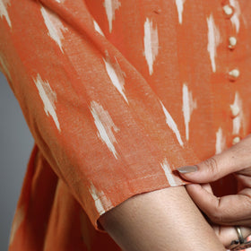 Orange Pochampally Ikat Weave Cotton Long Kurta Online