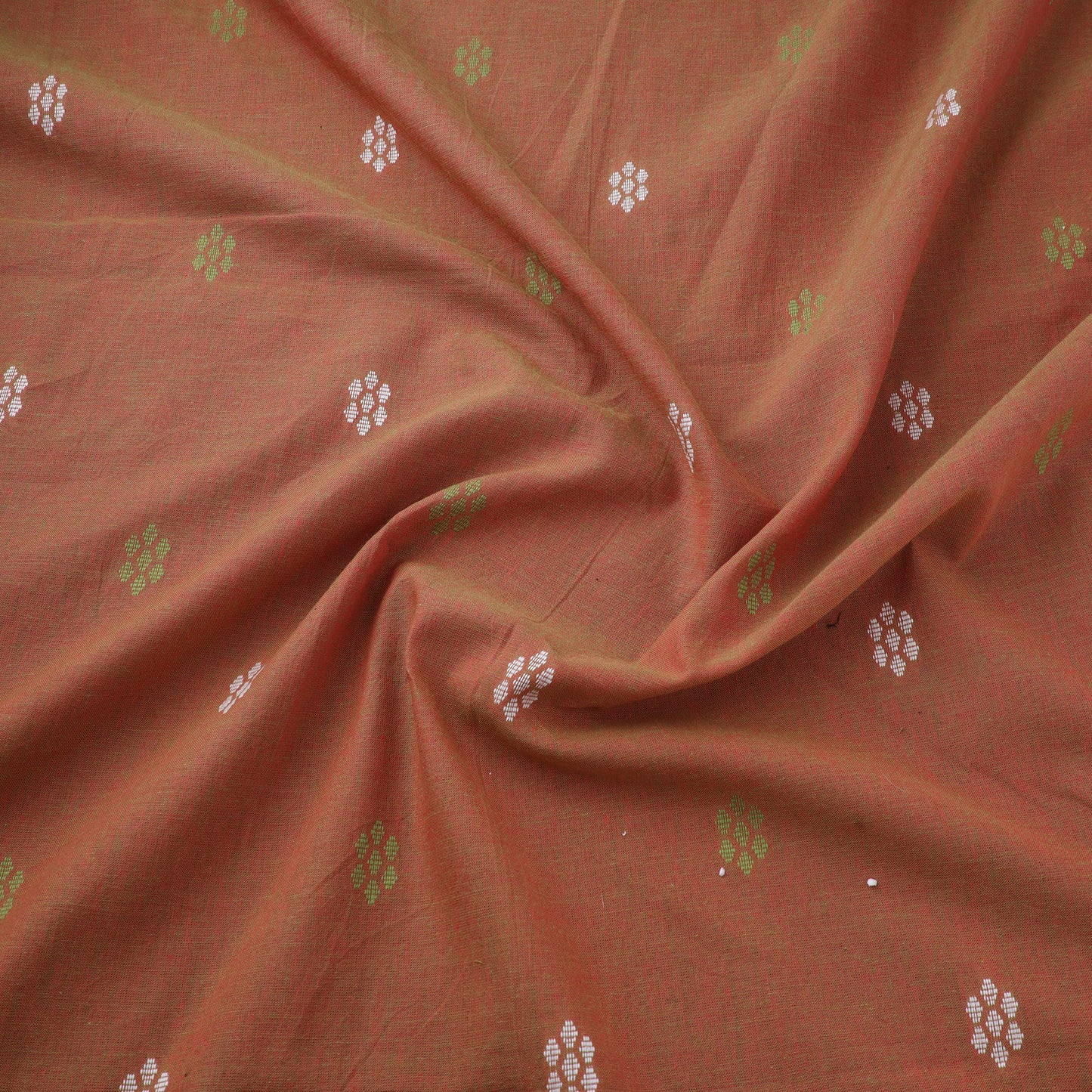 Orange Prewashed Cotton Jacquard Fabric