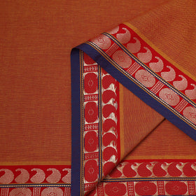 Orange - prewashed cotton thread border dharwad fabric 07