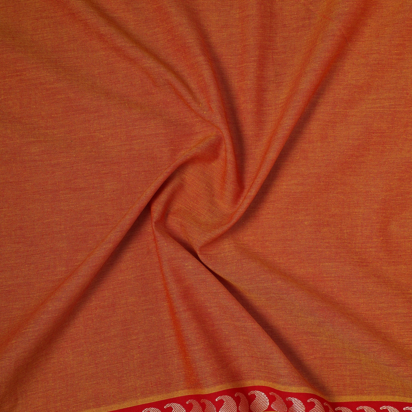 Orange - prewashed cotton thread border dharwad fabric 07