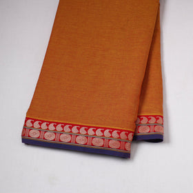 Orange - prewashed cotton thread border dharwad fabric 07