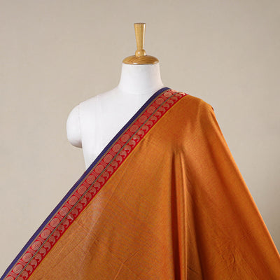 Orange - prewashed cotton thread border dharwad fabric 07