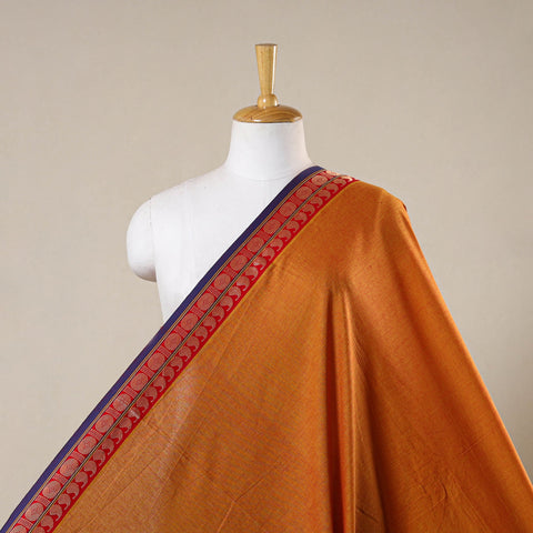 Orange - prewashed cotton thread border dharwad fabric 07