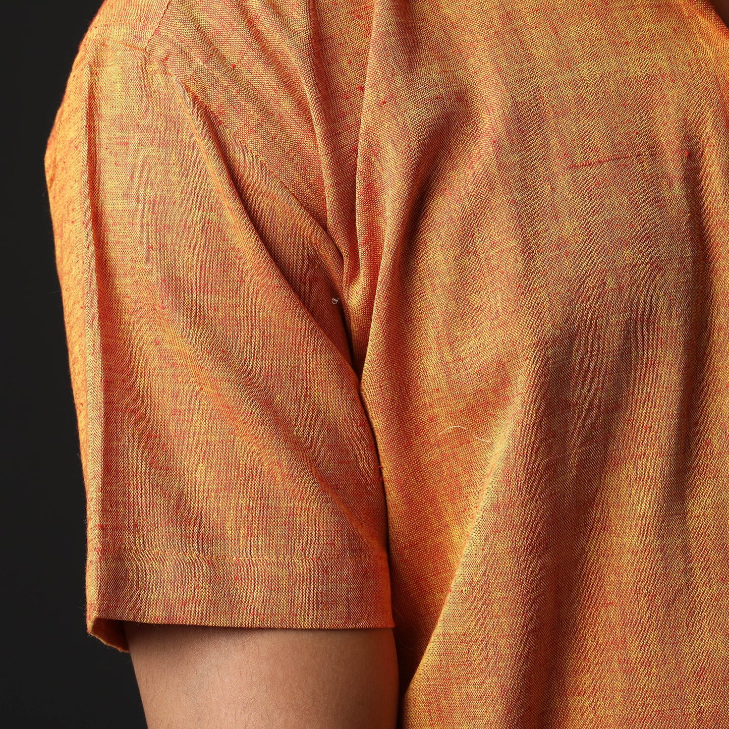 Orange prewashed fine cotton handloom half sleeves shirt