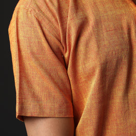 Orange prewashed fine cotton handloom half sleeves shirt