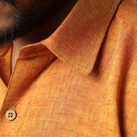 Orange prewashed fine cotton handloom half sleeves shirt