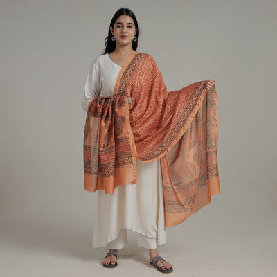  Block Printed Chanderi Silk Bagh Dupatta