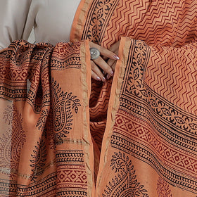  Block Printed Chanderi Silk Bagh Dupatta