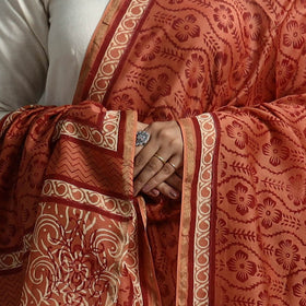 Orange - printed chanderi silk bagru dupatta 66
