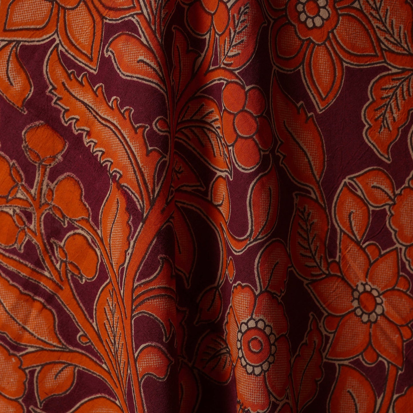 Printed cotton kalamkari fabric 14 - handcrafted