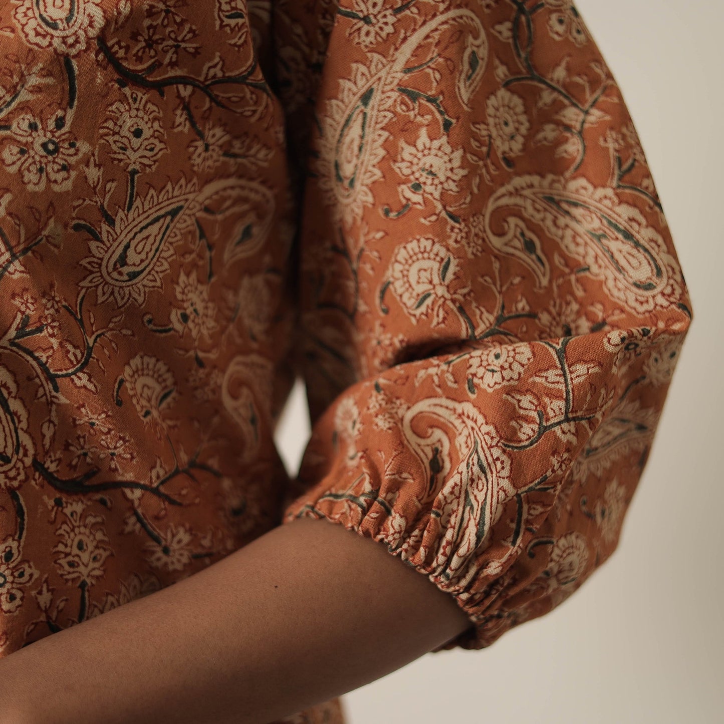 Orange - printed cotton kalamkari co-ord set 05