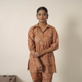Orange - printed cotton kalamkari co-ord set 05