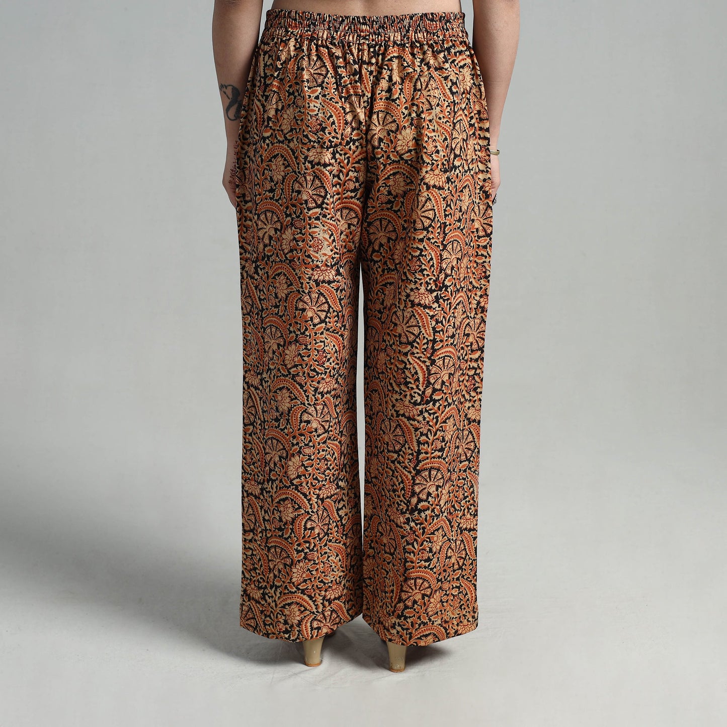 Orange - Block Printed Cotton Pedana Kalamkari Palazzo 03