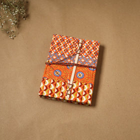 Printed fabric cover handmade paper notebook with thread