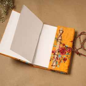 Printed fabric cover handmade paper notebook with thread