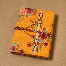 Printed fabric cover handmade paper notebook with thread