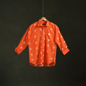 Orange - pure cotton full sleeve tie-dye men shibori shirt