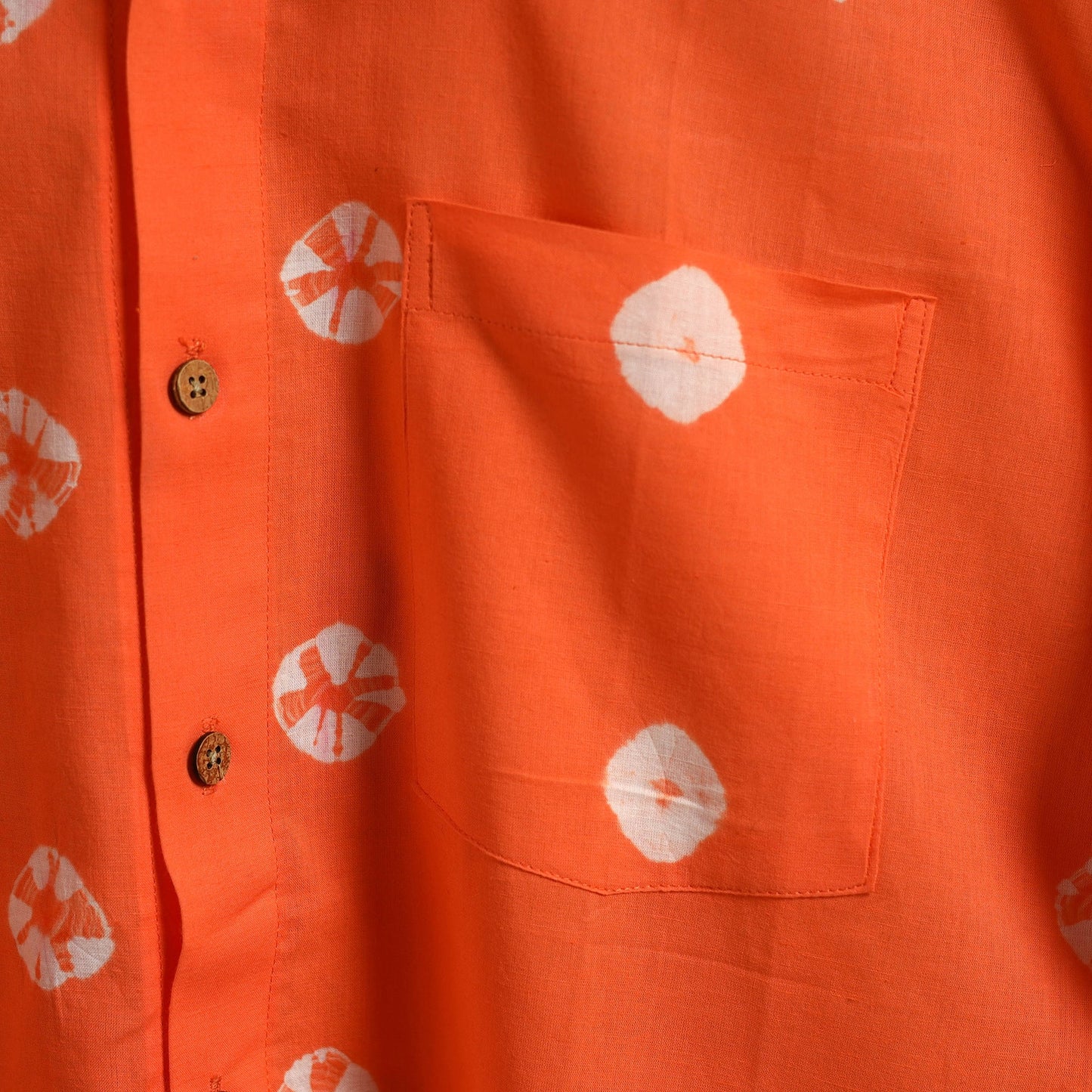 Orange - pure cotton full sleeve tie-dye men shibori shirt