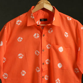 Orange - pure cotton full sleeve tie-dye men shibori shirt