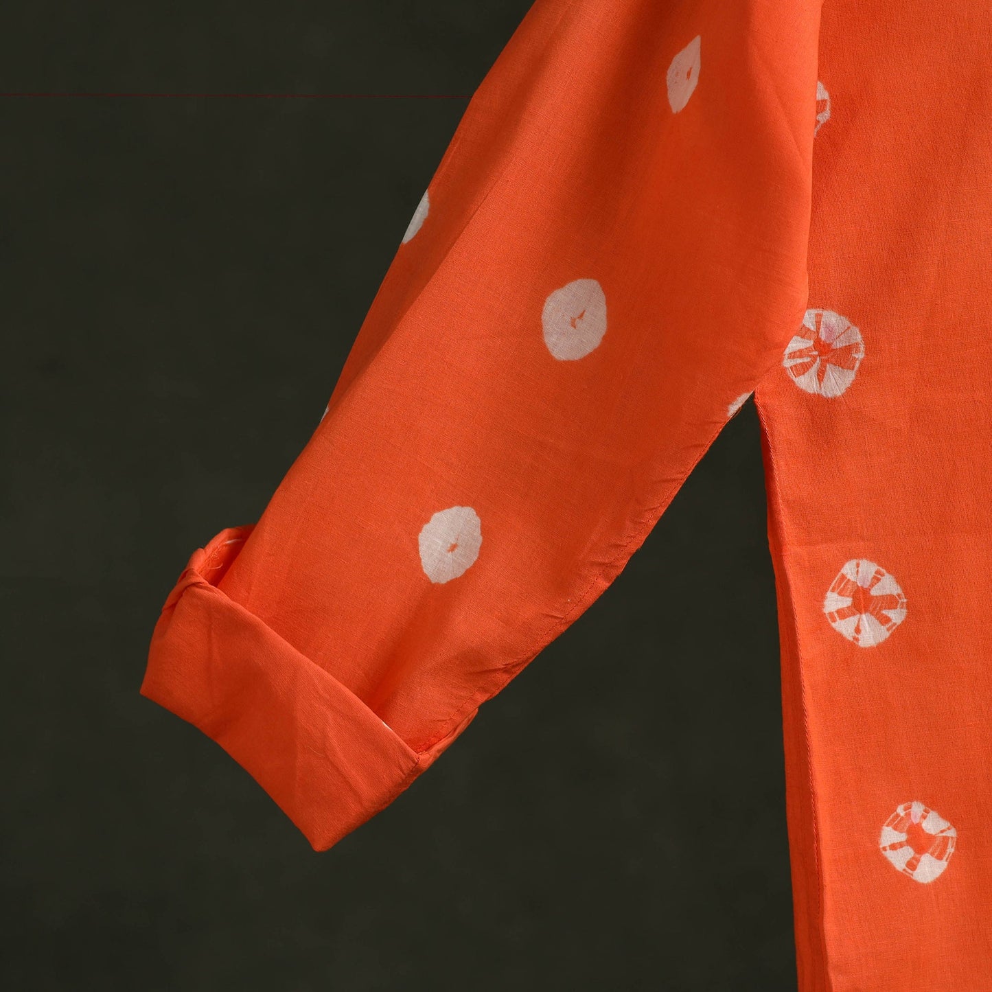 Orange - pure cotton full sleeve tie-dye men shibori shirt