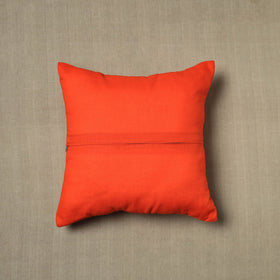 Orange Kantha Stitch Ikat Cushion Cover