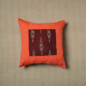Orange Kantha Stitch Ikat Cushion Cover
