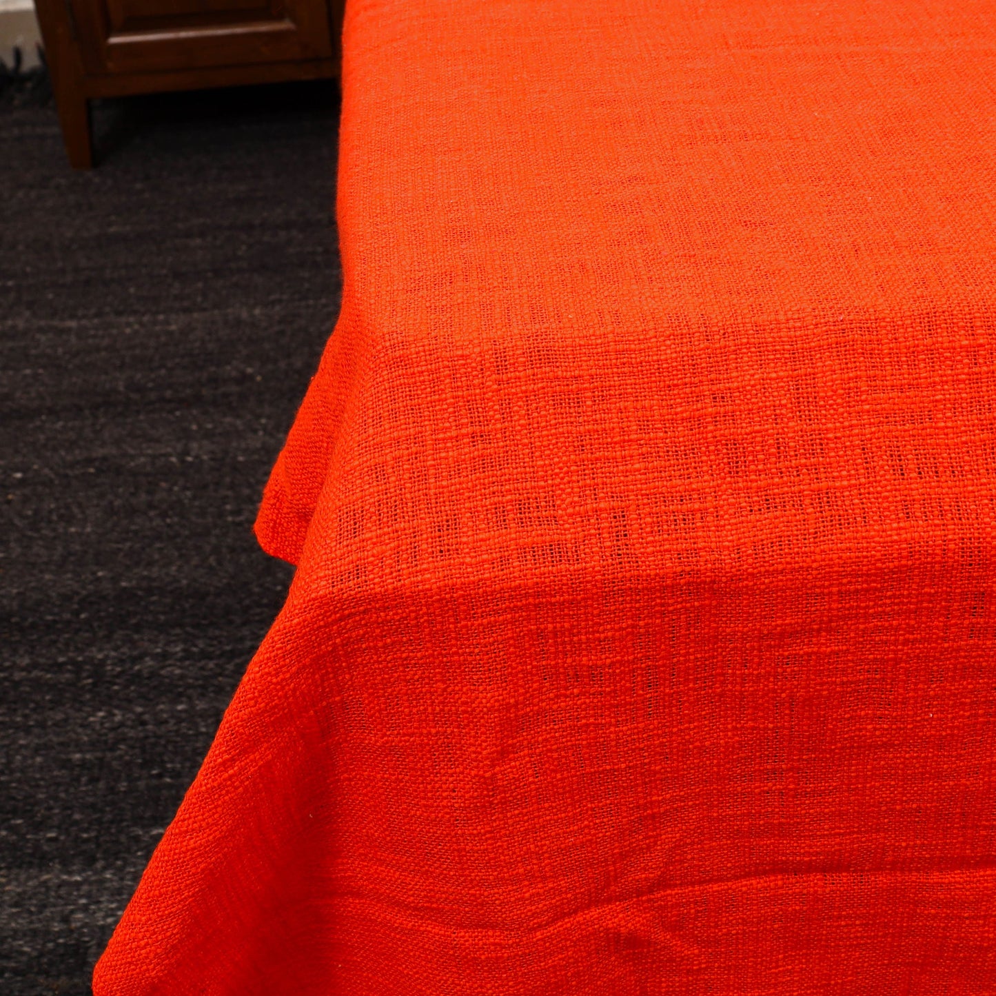 Orange - pure handloom cotton double bed cover from bijnor