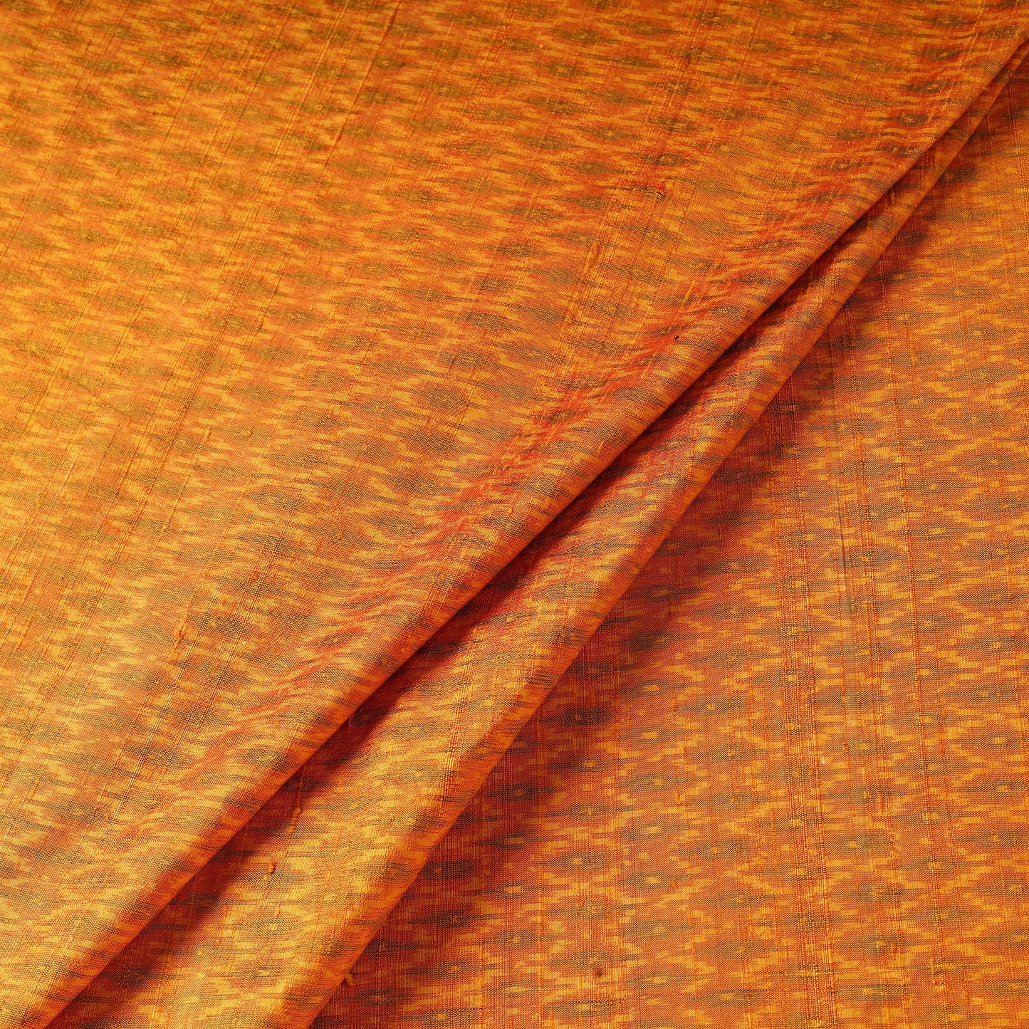 Orange - pure handloom raw silk pochampally ikat fabric 02